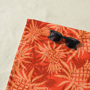 Pineapple Camo Hawaiian Tropical - Orange Beach Towel