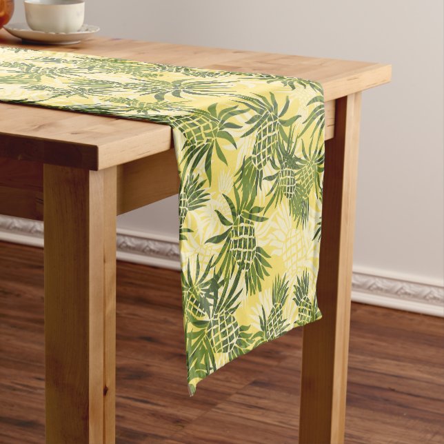 Pineapple Camo Hawaiian Tropical Short Table Runner (In Situ)