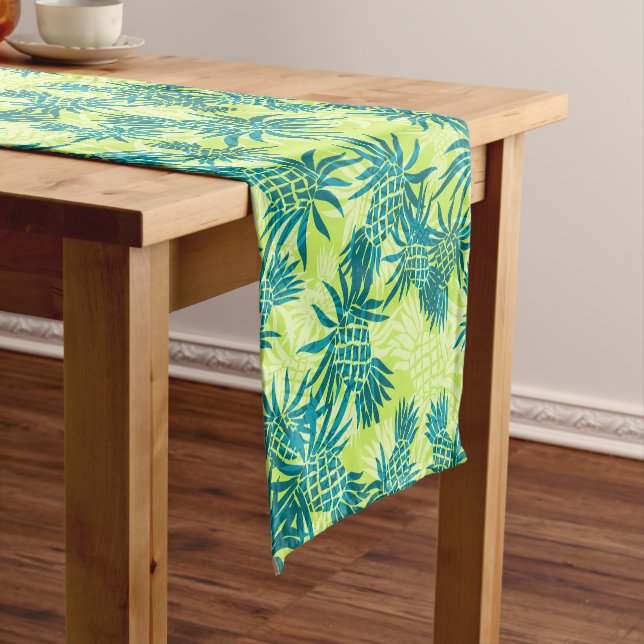 Pineapple Camo Hawaiian Tropical Short Table Runner (In Situ)