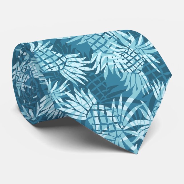 Pineapple Camo Hawaiian Two-sided Printed Tie (Rolled)