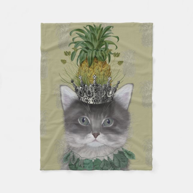 Pineapple Cat Fleece Blanket (Front)