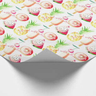 Pineapple, Cherries, Doughnuts, Ice Cream, Waterme Wrapping Paper