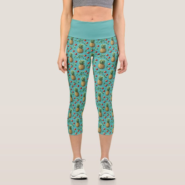 Pineapple Cherry Bliss Capri Leggings (Front)