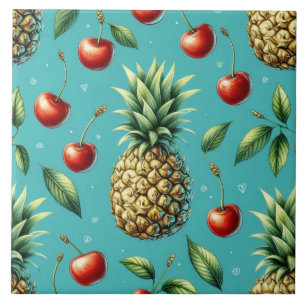 Pineapple Cherry Bliss Ceramic Tile