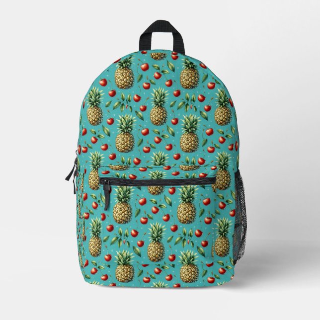 Pineapple Cherry Bliss Printed Backpack (Front)