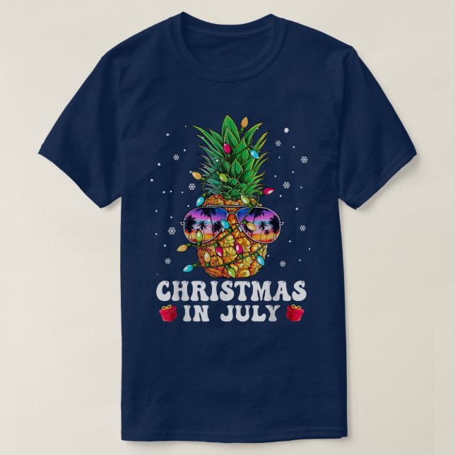 Pineapple Christmas In July Aloha Hawaii Beaches H T-Shirt (Design Front)