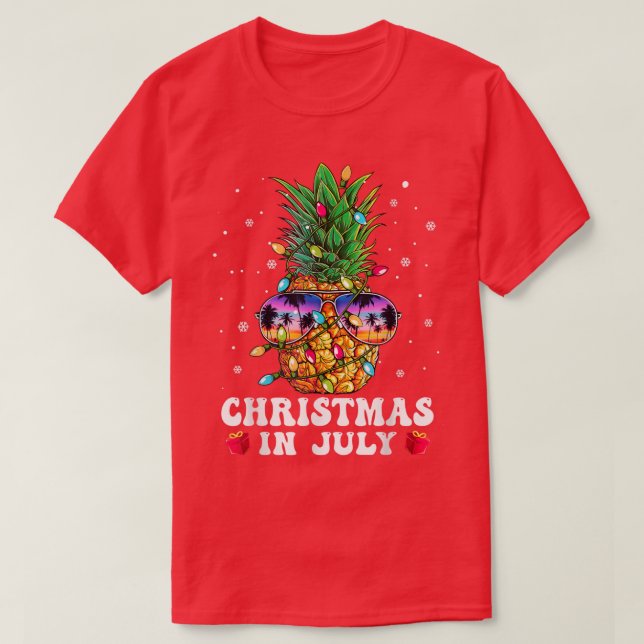 Pineapple Christmas In July Aloha Hawaii Beaches H T-Shirt (Design Front)