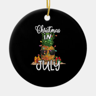 Pineapple Christmas in July Tropical Ceramic Ornament