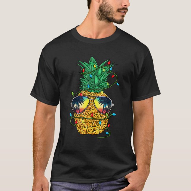 Pineapple Christmas in July Tropical Christmas Haw T-Shirt (Front)