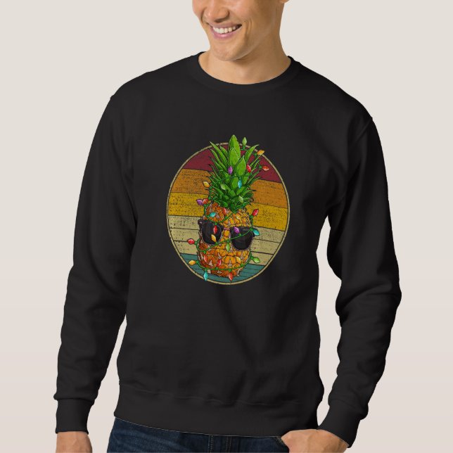 Pineapple Christmas Tree Lights Retro Style Vintag Sweatshirt (Front)