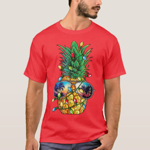 Pineapple Christmas Tree Lights Xmas Men Gifts Sun T-Shirt