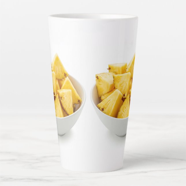 pineapple chunks in a bowl latte mug (Front)