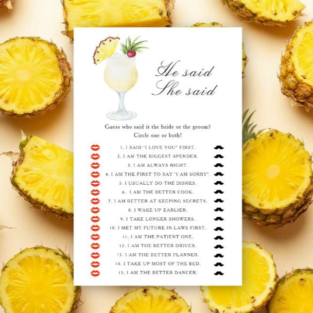 Pineapple Cocktail He said she said bridal shower (Creator Uploaded)