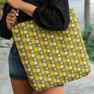  "Pineapple Coconut Bliss" Pattern Tote Bag