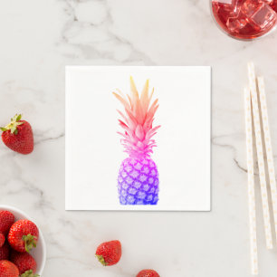 Pineapple Colourful Pink Purple Rainbow Napkin