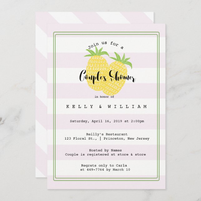 Pineapple Couple Tropical Couple Shower Invitation (Front/Back)