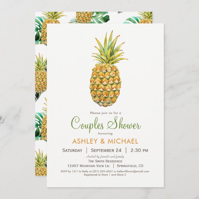 Pineapple Couples Shower Invitation (Front/Back)