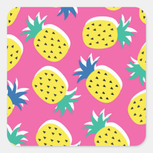 Pineapple Crazy Colours: Childish Pop-Art. Square Sticker