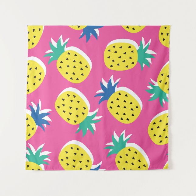 Pineapple Crazy Colours: Childish Pop-Art. Tapestry (Front)