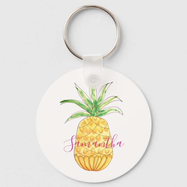 Pineapple Custom Name Key Ring (Front)