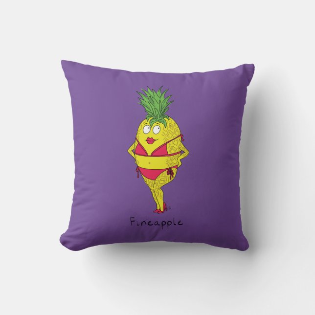 Pineapple Cute Girl Bikini Funny Cushion (Front)