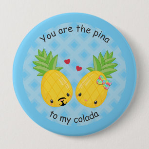 Pineapple cute kawaii cartoon valentine's day  10 cm round badge