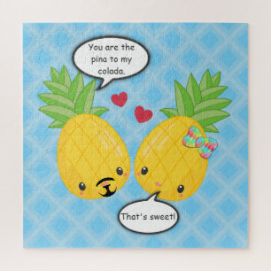 Pineapple cute kawaii cartoon valentine's day  jigsaw puzzle