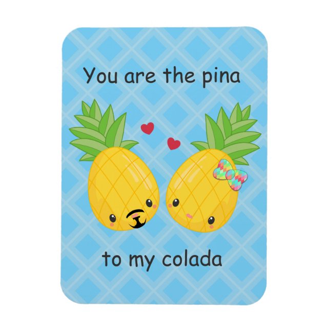 Pineapple cute kawaii cartoon valentine's day  magnet (Vertical)