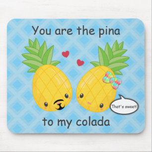 Pineapple cute kawaii cartoon valentine's day mouse pad