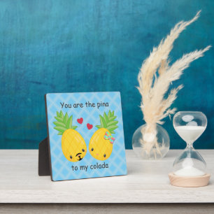 Pineapple cute kawaii cartoon valentine's day  plaque