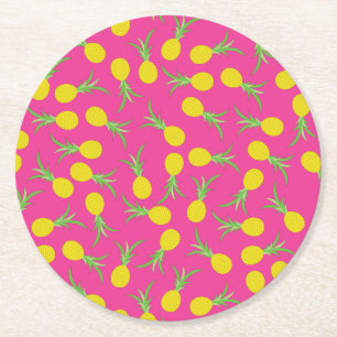 Pineapple Cute Kid's Birthday Party Summer Round Paper Coaster