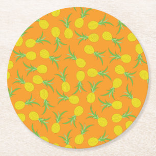 Pineapple Cute Kid's Birthday Party Summer Round Paper Coaster