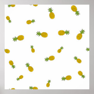 Pineapple cute seamless pattern background. Vintag Poster