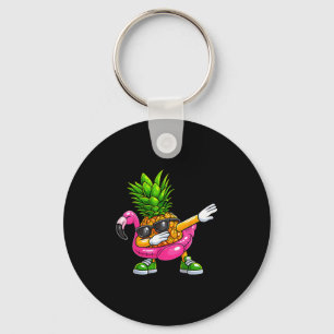 Pineapple Dabbing Flamingo Aloha Hawaii Tropical V Key Ring
