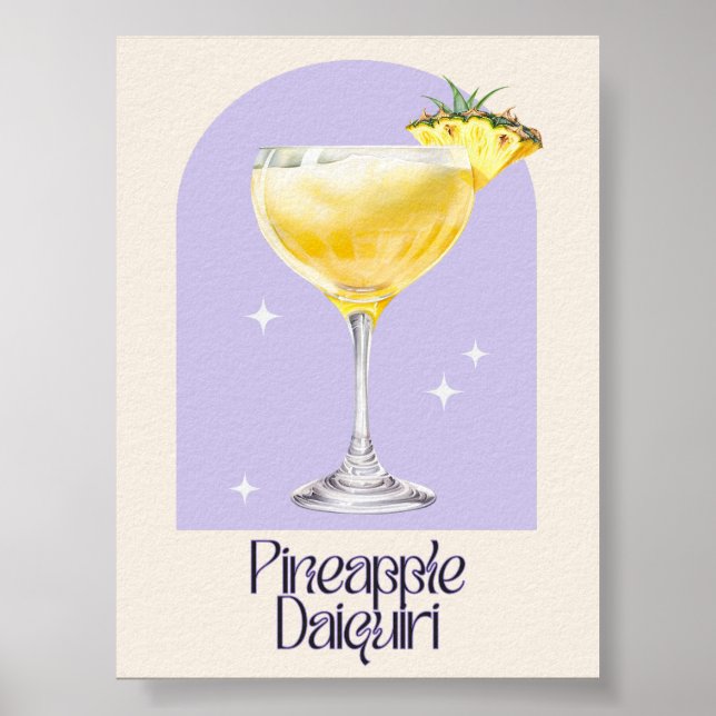 Pineapple Daiquiri Art Print | Bar Decor Cocktail (Front)