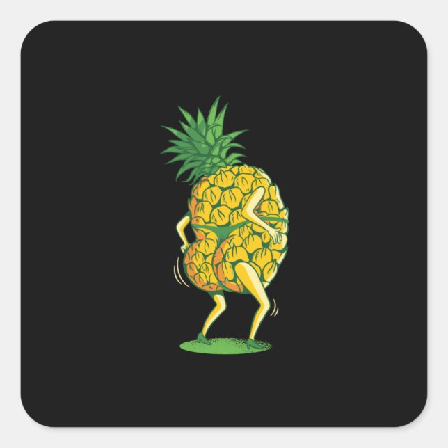 Pineapple Dancing Square Sticker (Front)