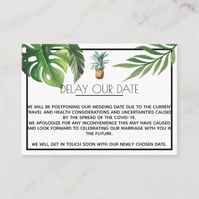 Pineapple Delight Tropical Foliage Delay The Date Enclosure Card (Front)