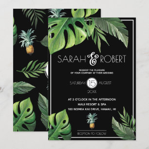 Pineapple Delight Tropical Foliage Wedding Invitation