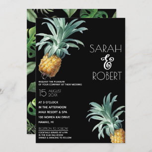 Pineapple Delight Tropical Foliage Wedding Invitation