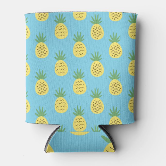 Pineapple Delight: Tropical Fruit Print Can Cooler (Front)