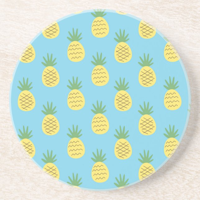 Pineapple Delight: Tropical Fruit Print Coaster (Front)