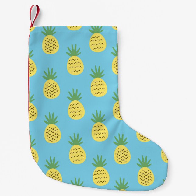 Pineapple Delight: Tropical Fruit Print Small Christmas Stocking (Front)