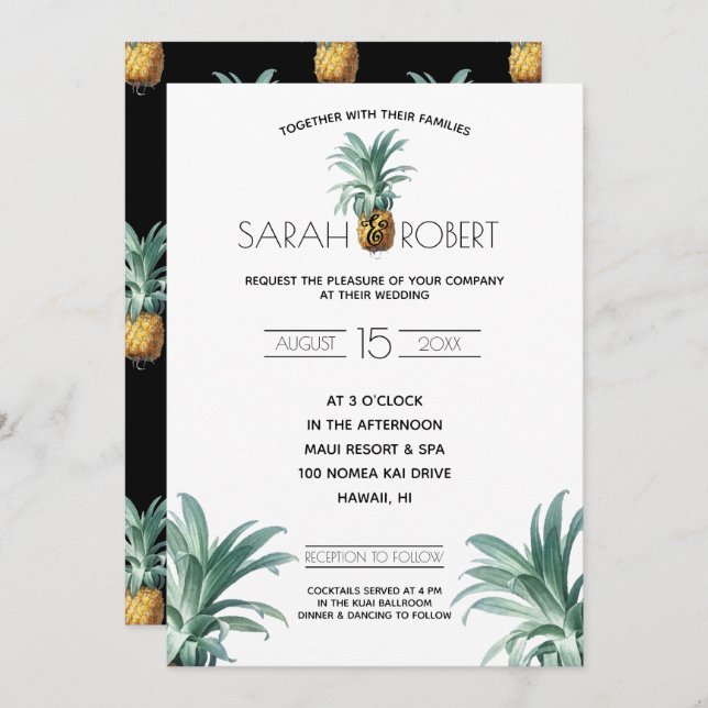 Pineapple Delight Wedding Invitation (Front/Back)