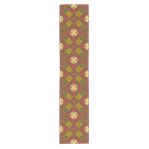 Pineapple Design on Red Background Short Table Runner