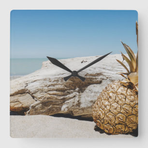 pineapple dessert square wall clock