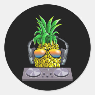 Pineapple Dj Music Aloha Beaches Hawaiian Hawaii Classic Round Sticker