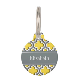 Pineapple Dk Grey Moroccan #5DS Char Name Monogram Pet Tag