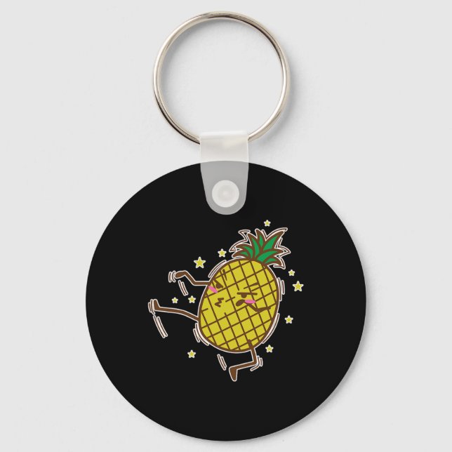 Pineapple Doing Karate  Key Ring (Front)