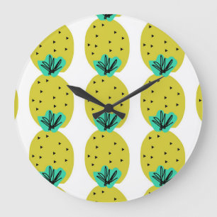 Pineapple Doodle Kitchen Fruit Large Clock