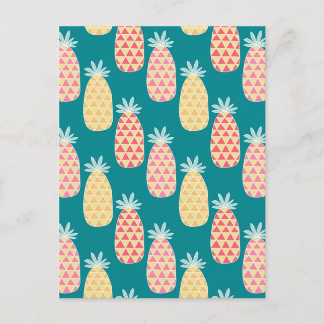 Pineapple Doodle Pattern 2 Postcard (Front)